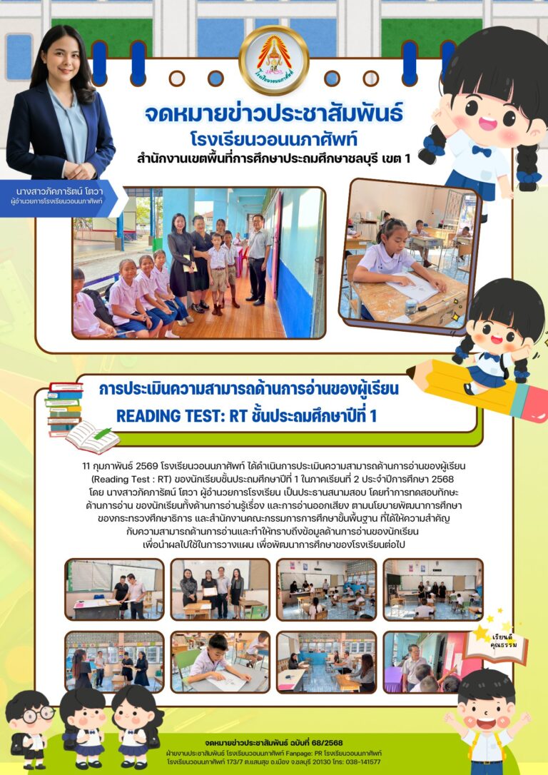 การประเมินความสามารถด้านการอ่านของผู้เรียน READING TEST : RT ชั้นประถมศึกษาปีที่ 1